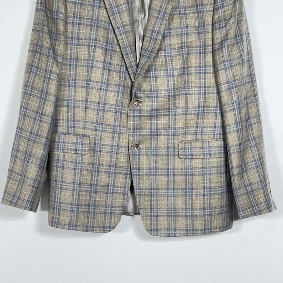 TailoRed Loro Piana Blazer Mens Sz 44R Plaid 2 Button Silk Wool Linen Blend - Picture 3 of 16